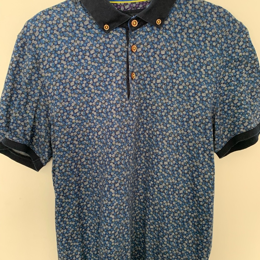 Ted Baker Pique Polo Men’s 3 (Navy Floral Print)